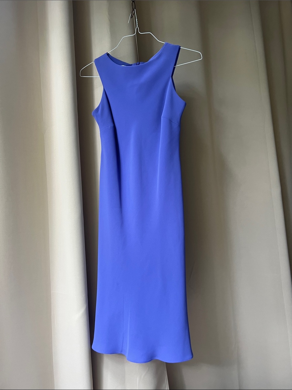 Evan-Picone periwinkle lavender blue sleeveless midi shift dress